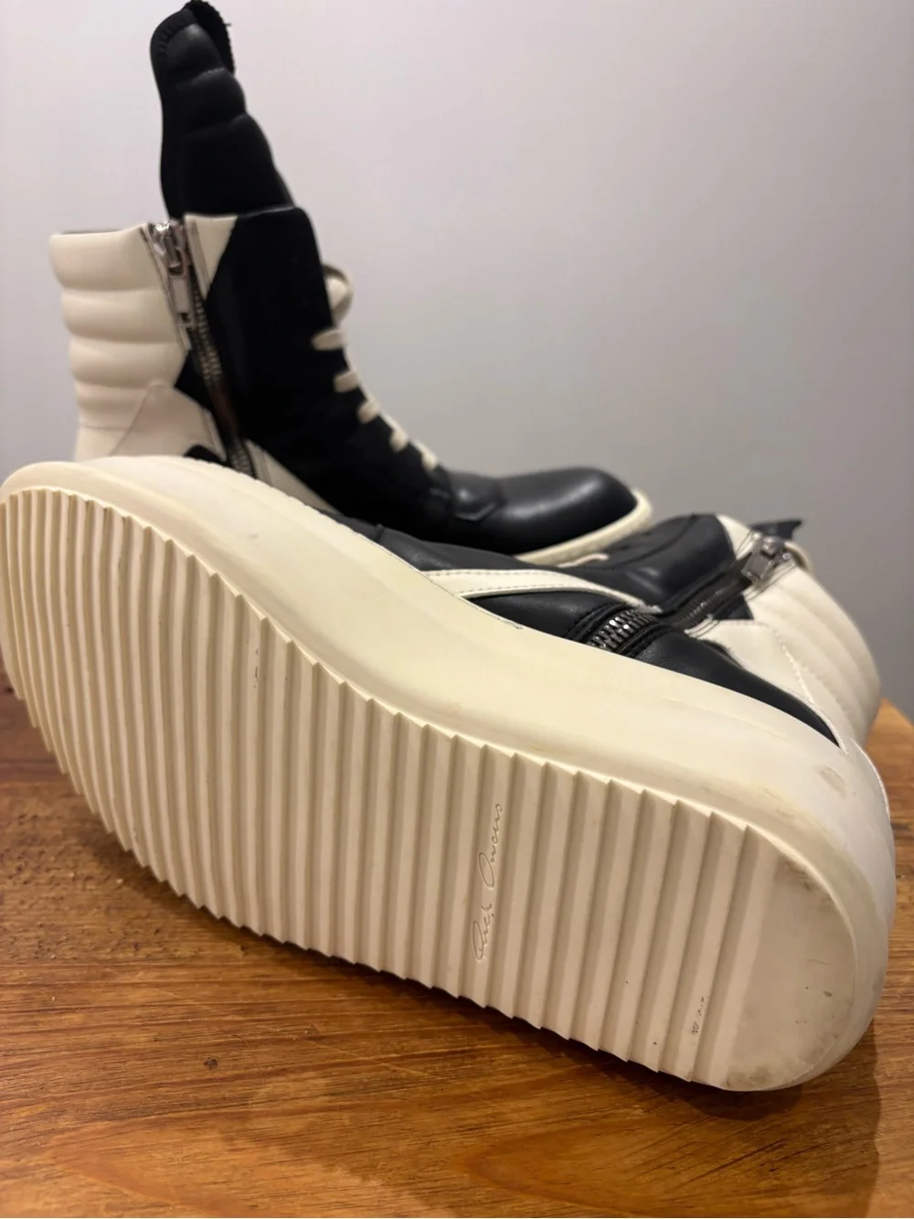 Rick Owen’s Mega Geobasket Chunky High Top Platform Sneakers  European Size 42